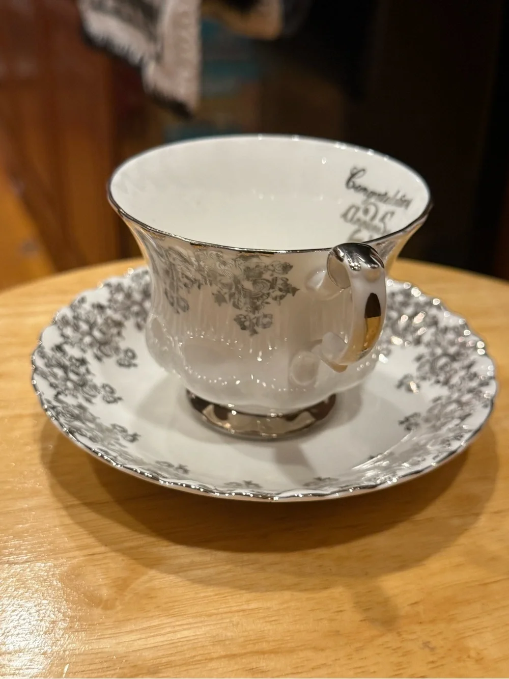 Vintage Royal Albert “Congratulations 25th Anniversary' Teacup & Saucer